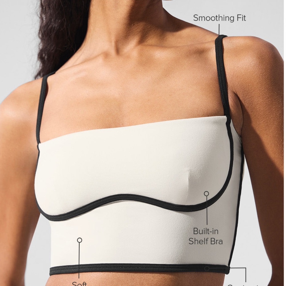 Alo Airbrush Streamlined Bra Tank - Ivory/Black